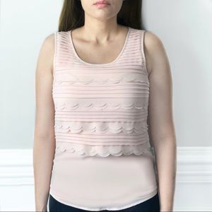 Cynthia Rowley Pink Scallop Hem Tiered Top Blush